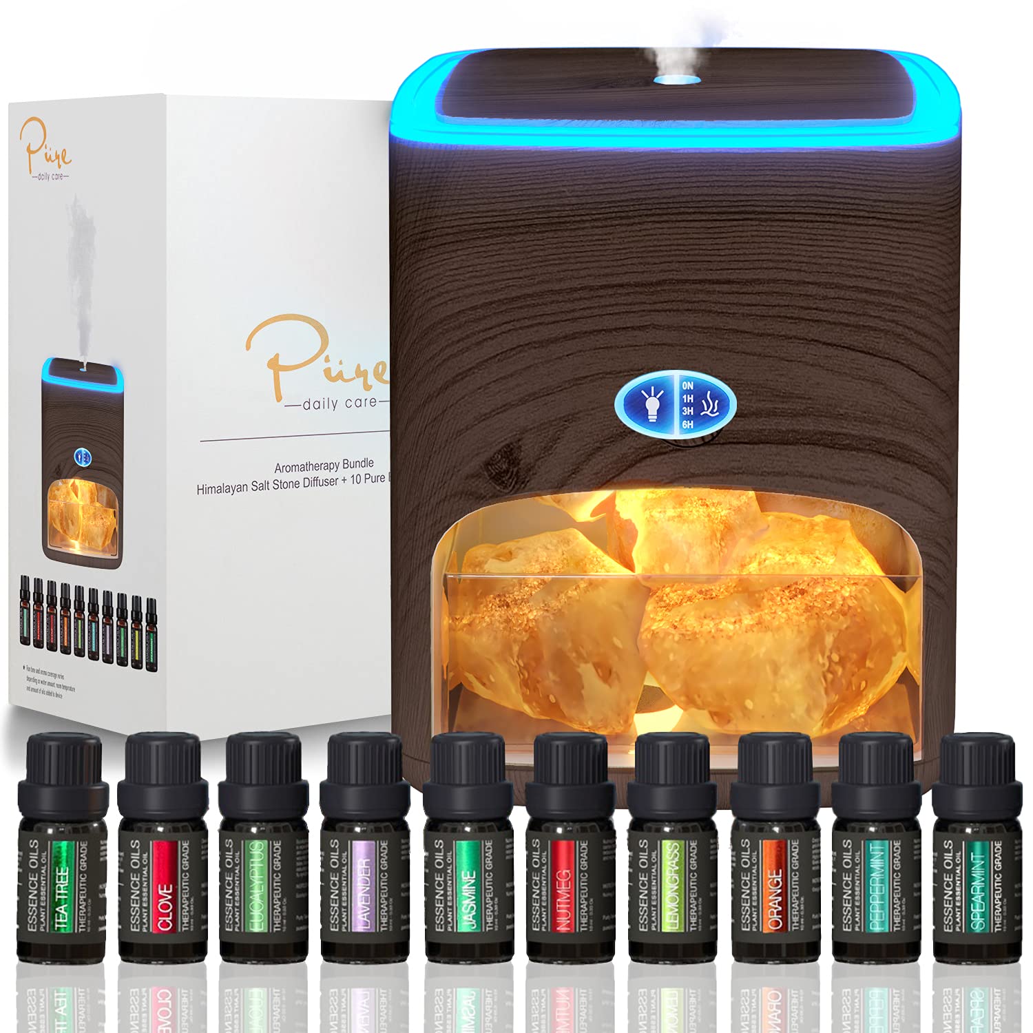 Himalayan Pink Salt Diffuser  10 Essential Oils - 2-in-1 Therapeutic Device - Aromatherapy  Ionic Himalayan Salt Therapy - 400ml