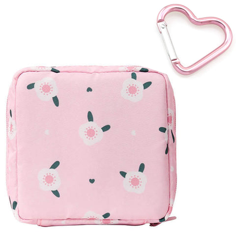 Adorable Pink Peri - Storage Bag for Sanitary Napkin Pads | Portable for Women Girls | Made of Nylon + Washable + Waterproof Reu
