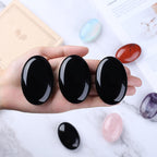 QINJIEJIE 2.4 Black Obsidian Crystal Stone Natural Gemstones Polished Palm Stone Healing Crystals 1PCS Worry Stone Energy Balanc