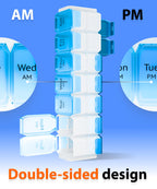 Extra Large Pill Organizer 2 Times a Day - XL Pill Box 7 Day with Big AM/PM Compartments - Fits Large Vitamins, Supplements & Gu