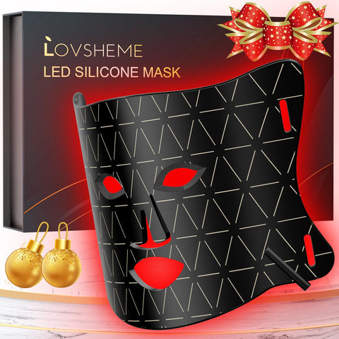 Lovsheme Red Light Therapy for Face, Enhance LED Face Mask Light Therapy for Acne, Wrinkles & Skin Rejuvenation, 3 Light Modes &