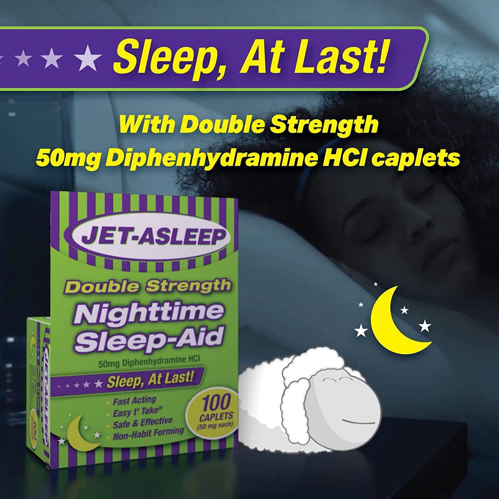 Jet-Asleep Double Strength Nighttime Sleep-Aid 100 Count 4 Pack
