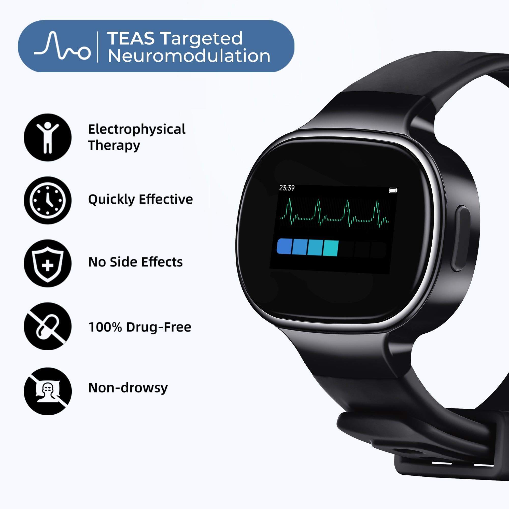 EmeTerm Smart FDA-Cleared Anti-Nausea Wristwatch Touchscreen IP67 Waterproof Morning Motion Sickness Relief Rechargeable Fast Ac