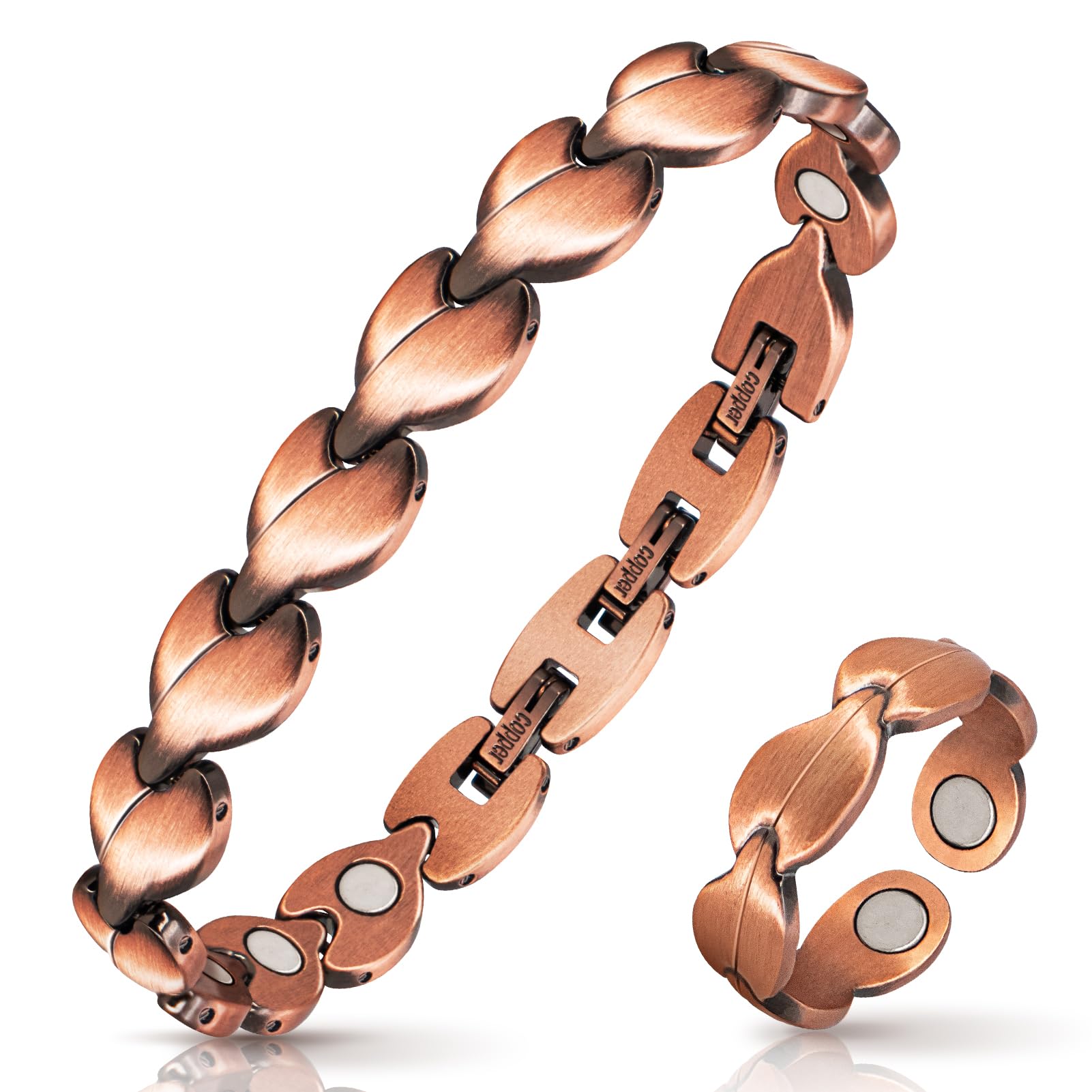 Copper Bracelets for Women Lymph Detox Magnetic Bracelets, 100% Solid Pure Copper Bracelet with 3500 Gauss Magnets & Lymphatic D