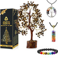 Crystal Tree of Life Tiger Eye Healing Crystal Trees for Home & Office Decoration, Handmade Gem Money Bonsai Trees for Positive 