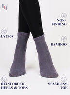 Hugh Ugoli Women Diabetic Ankle Socks, Super Soft & Thin Bamboo Socks, Wide & Loose, Non-Binding Top & Seamless Toe, 4 Pairs, gr