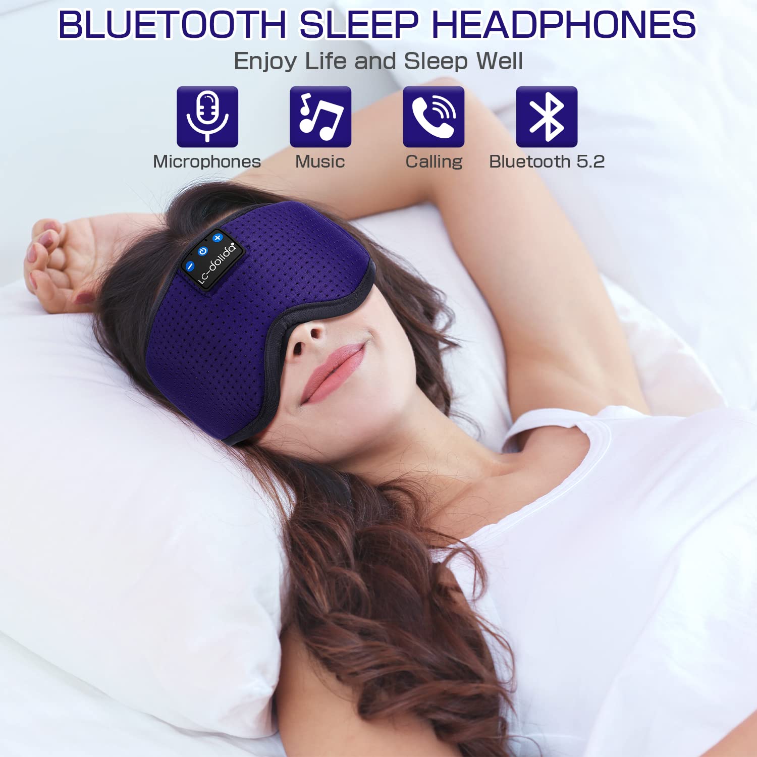 Sleep Headphones Sleep Mask with Bluetooth Headphones, LC-dolida Eye Mask for Sleeping Eye Pillow Sleeping Headphones for Side S