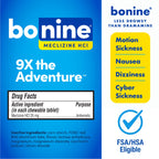 Bonine Non-Drowsy Motion Sickness Relief - Chewable Tablets with Meclizine HCL 25mg - Non Drowsy Medicine for Nausea or Motion S