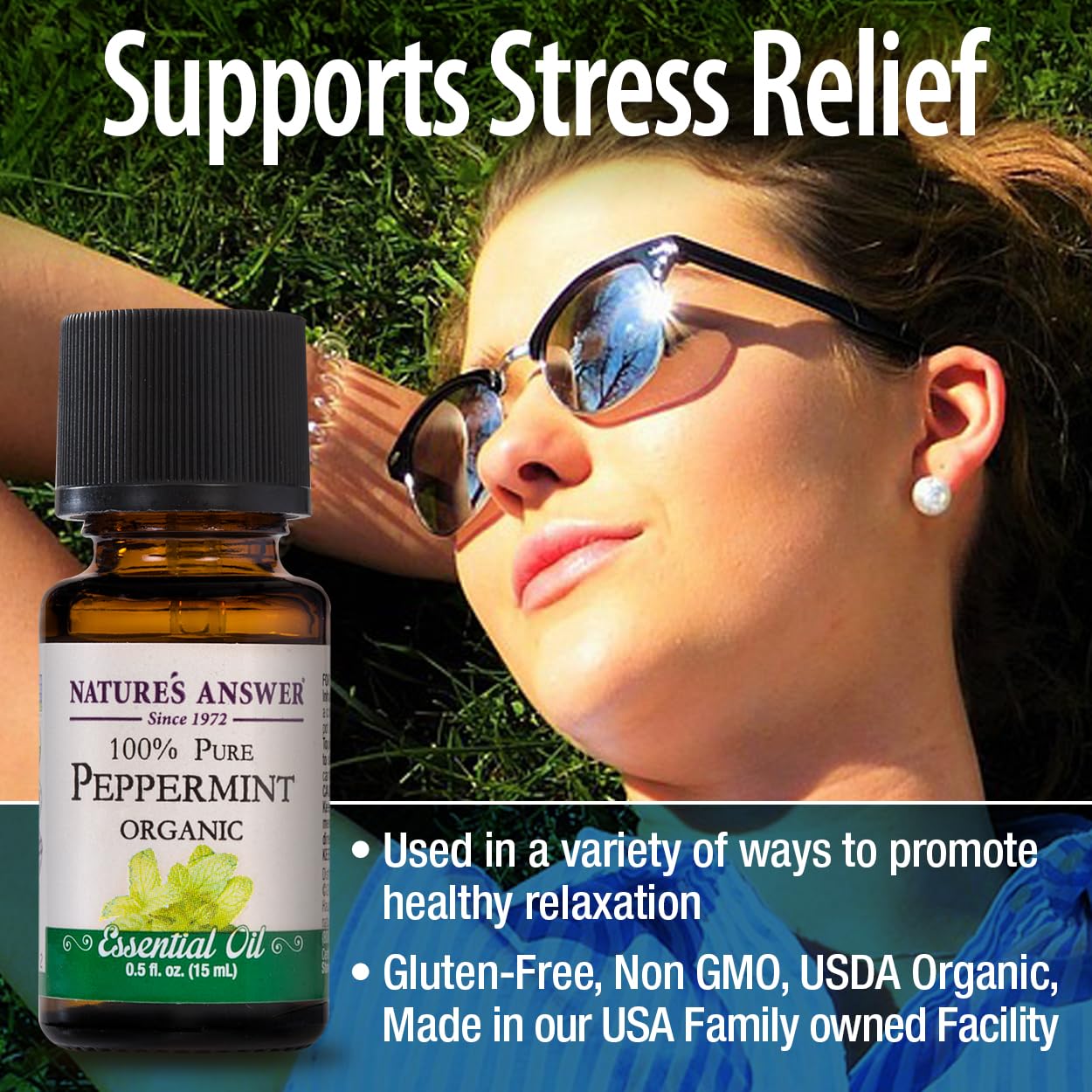 Natures Answer USDA Organic Peppermint Essential Oil, 100% Pure | Natural Aromatherapy Oil for Diffuser/Humidifier, Steam Distil