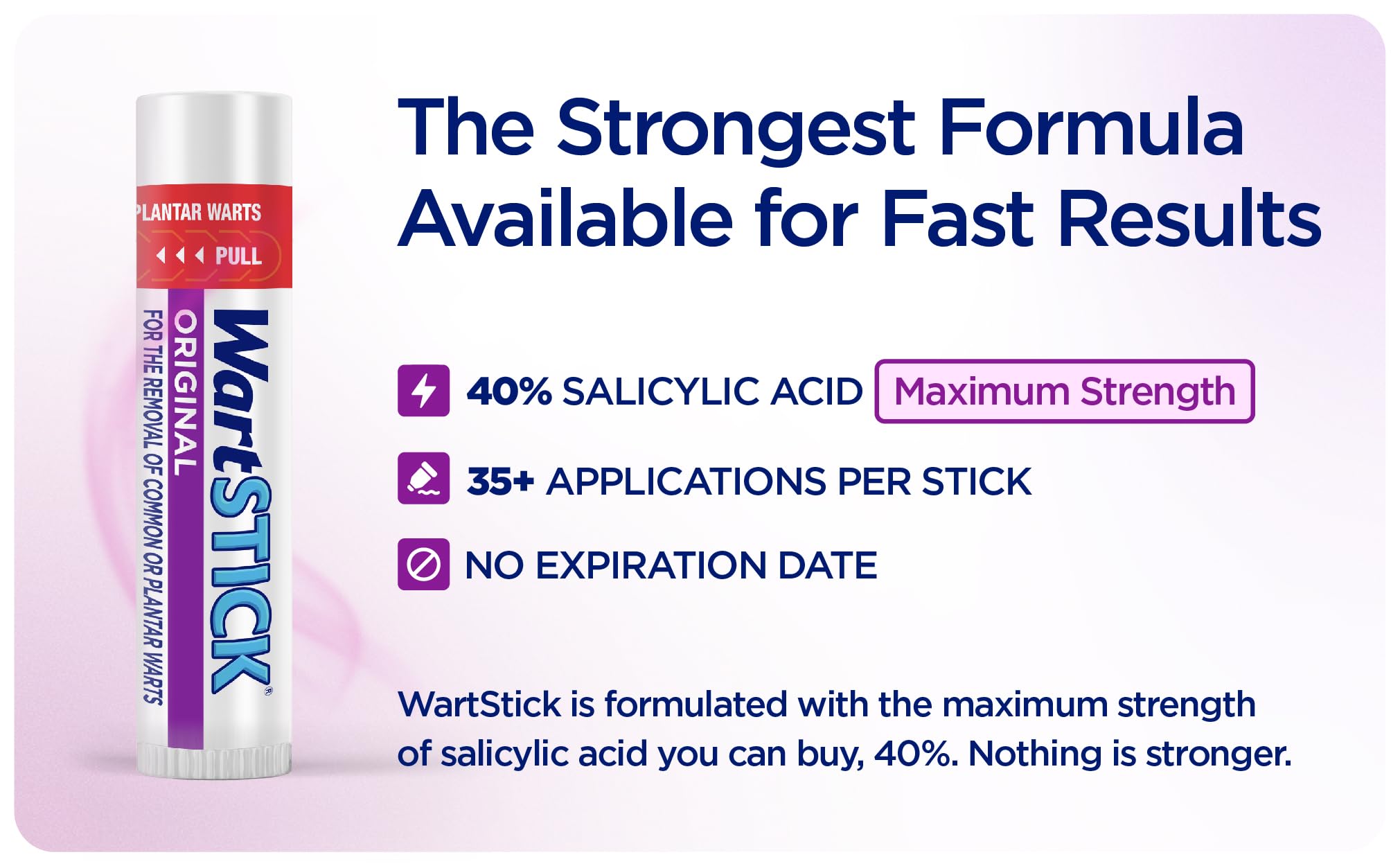WartStick Maximum Strength Salicylic Acid Solid-Stick Common and Plantar Wart Remover 2 Pack, 0.4 Oz