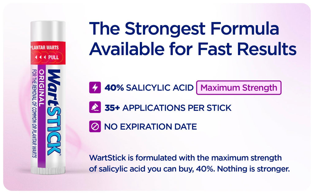 WartStick Maximum Strength Salicylic Acid Solid-Stick Common and Plantar Wart Remover 2 Pack, 0.4 Oz