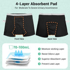 Carer Boys Incontinence Underwear Washable Kids Cotton Incontinence Boxer Briefs with Front Absorbency 100ml Reusable Leak Proof