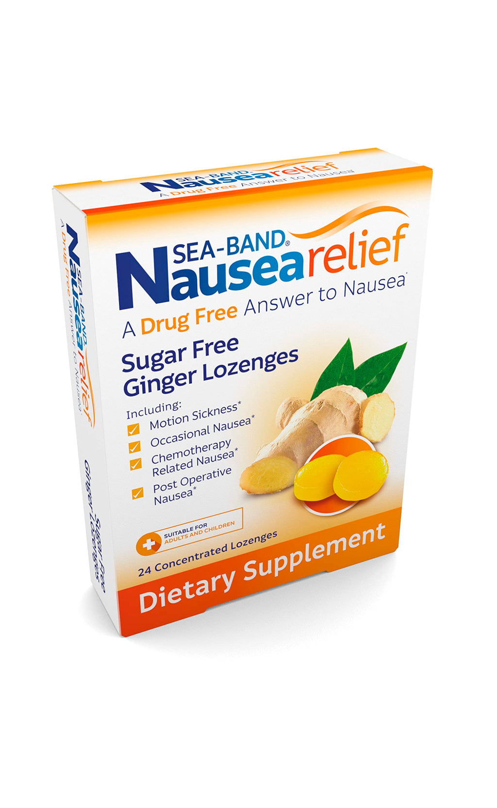 Sea-Band Ginger Lozenges, Drug and Sugar Free, for Motion Sickness and Nausea Relief*
