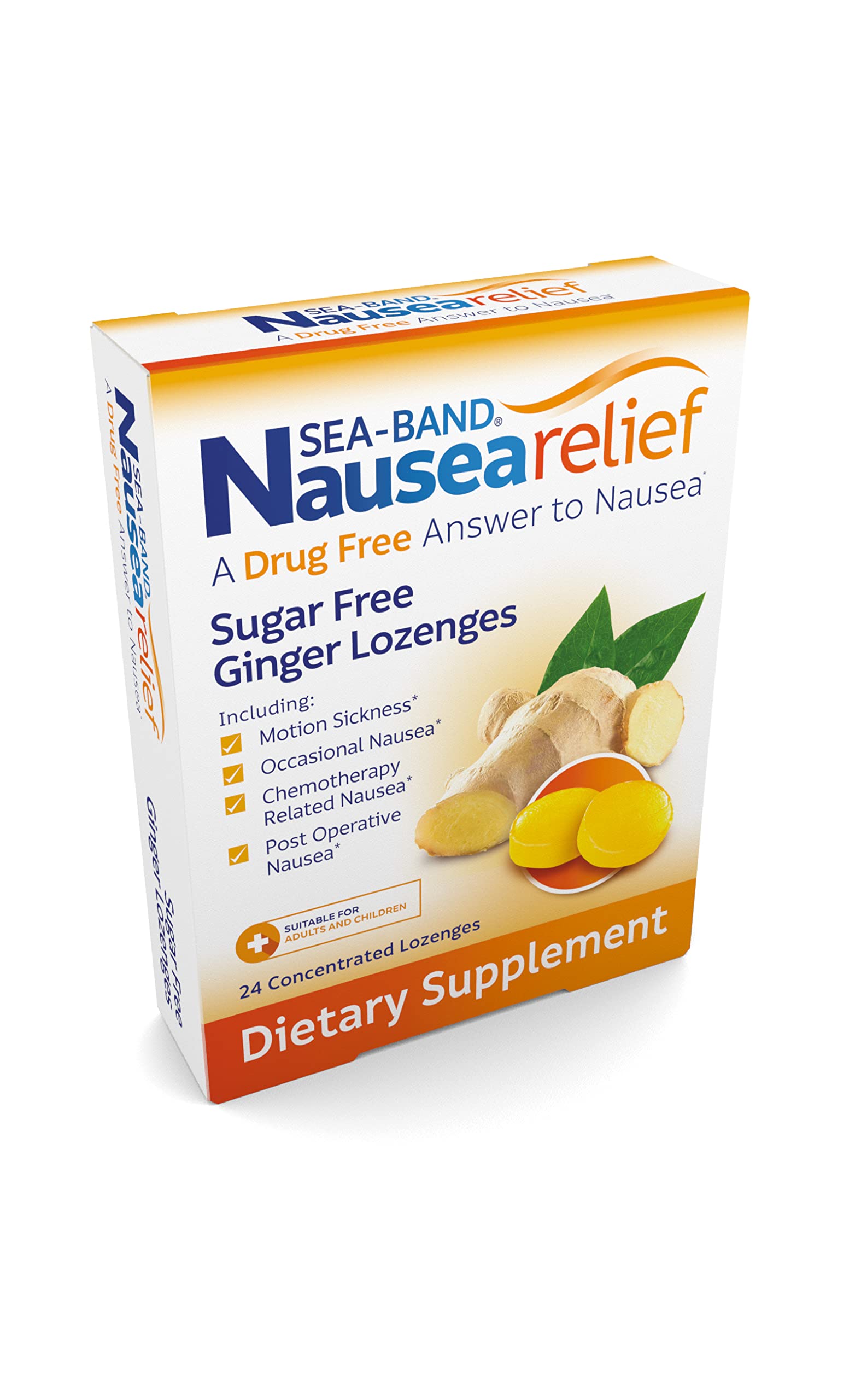 Sea-Band Ginger Lozenges, Drug and Sugar Free, for Motion Sickness and Nausea Relief*