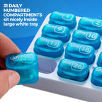 Monthly Pill Organizer - (Pack of 2) 31 Day Pill Organizer with Large Removable Medication Pods, Portable Pill Case Box and Hold