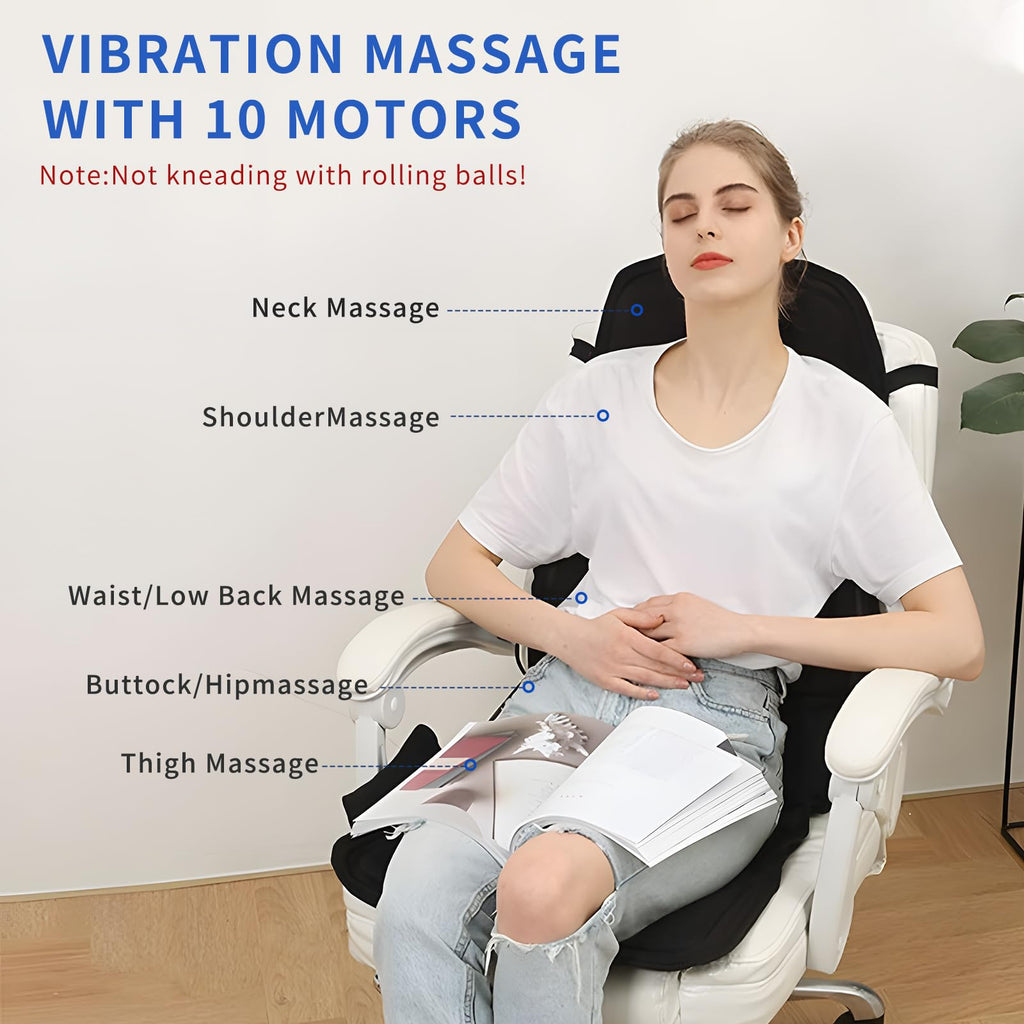 Sotion Seat Massager, Vibrating Back Massager for Chair Massage Cushion, 10 Vibrations to Relieve Stress and Fatigue for Back, S