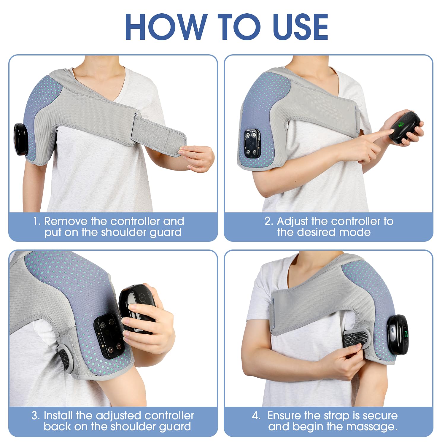 YUANBO Heated Shoulder Wrap Massager Cordless Electric Shoulder Heating Pad for Neck with Massage 3 Heat & Vibration