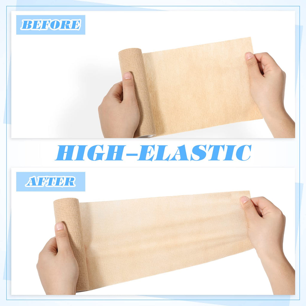 3 Pcs Self Adhesive Cohesive Wrap Bandages 6 Inches x 5 Yards Brown Non Woven Athletic Tape Breathable Self Adherent Bandage Wra