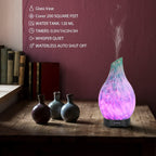 Essential Oil Diffuser 120ml Ultrasonic Aromatherapy Diffuser with Handmade Glass BPA Free, Auto Shut-Off 4 Timer Setting 7 Colo