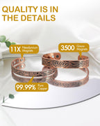 Feraco 11X Magentic Copper Bracelet for Women, Copper Cuff Bracelet, 99.99% Pure Copper with Magnets, Adjustable Magnetic Bangle