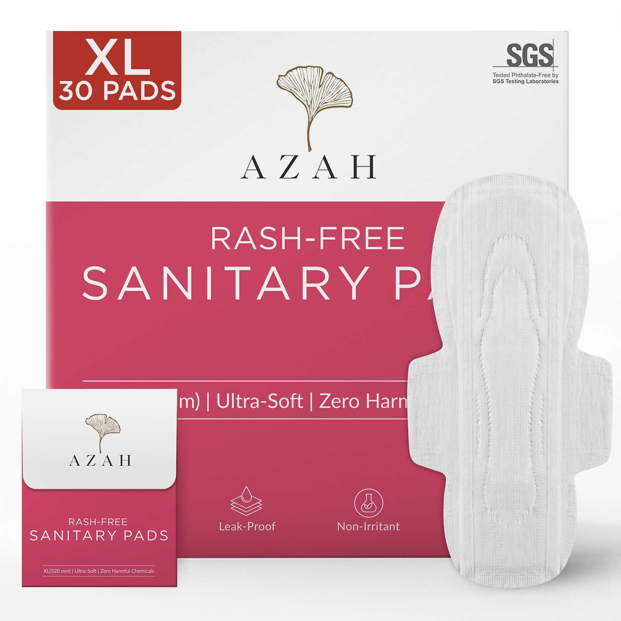 Azah Sanitary Pads For Women Xl [Pack Of 30] 100% Rash-Free Sanitary Napkins | 3X More Absorption, Cottony Soft And Dry Top Cove