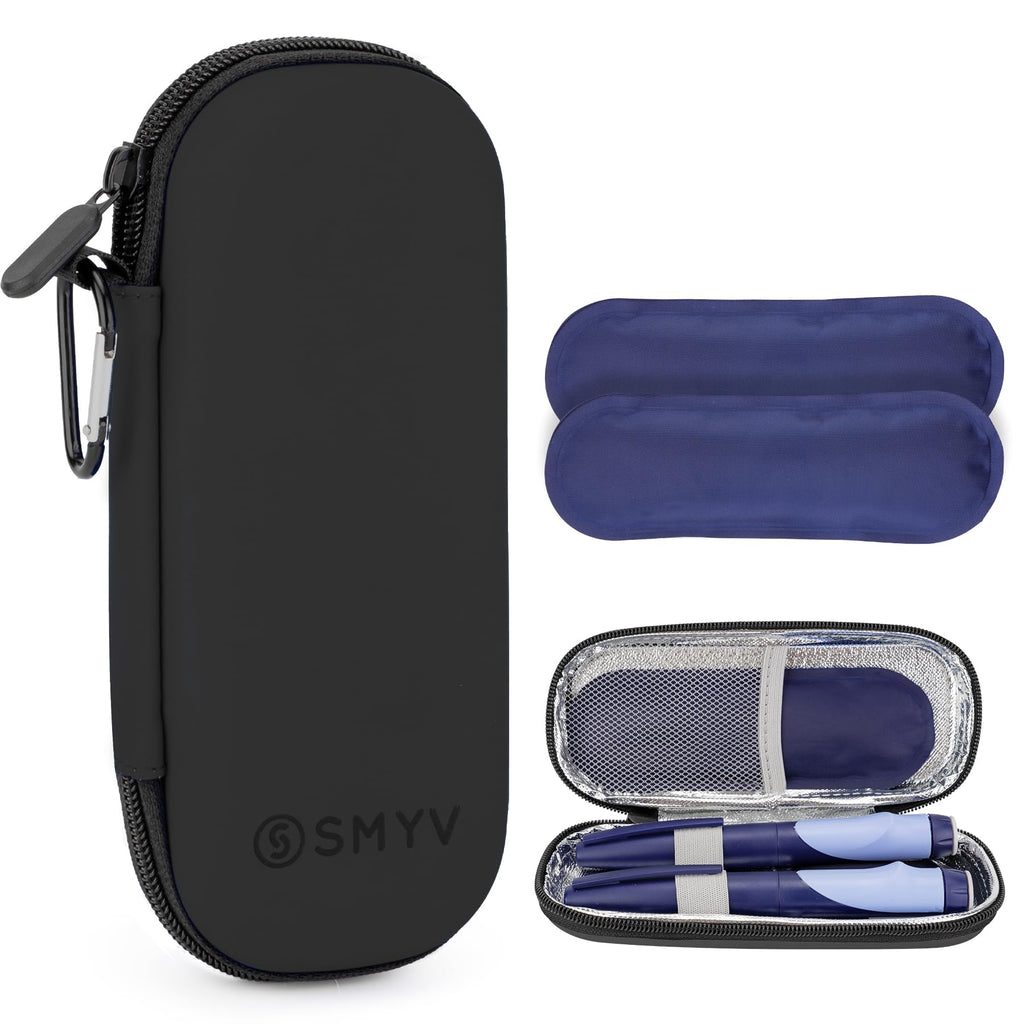 SMYV Insulin Cooler Travel Case with 2 TSA Approved Ice Packs, Medication Cooler for Diabetic Supplies, Compact for Travel and D