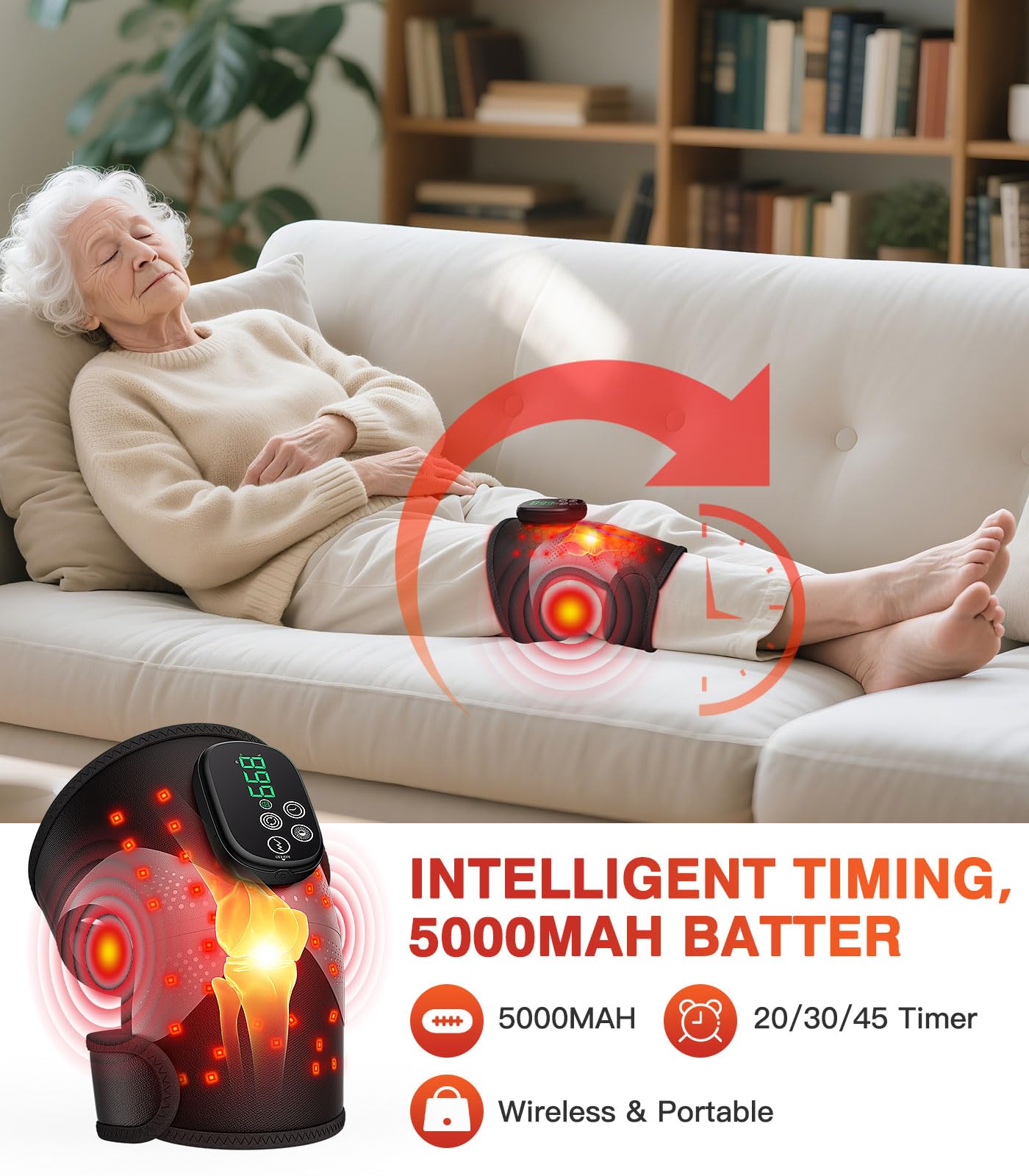 Lanieney Knee Massager with Heat, 3 Vibration Modes, LED Screen, Adjustable Straps, Gift for Men and Women