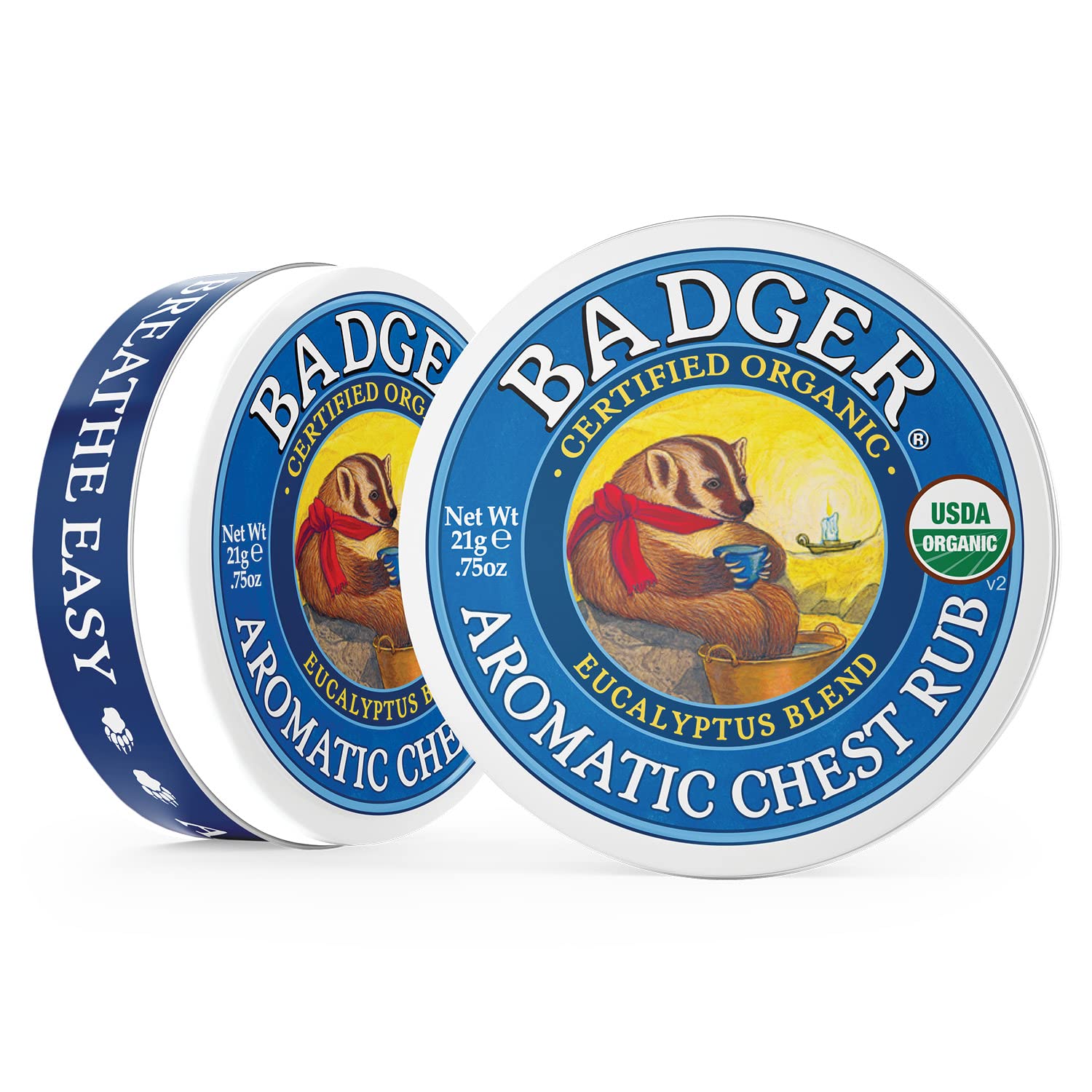 Badger - Aromatic Chest Rub, Eucalyptus & Mint, Certified Organic, Soothing Vapor Rub with Lavender, Essential Oils, Baby Chest