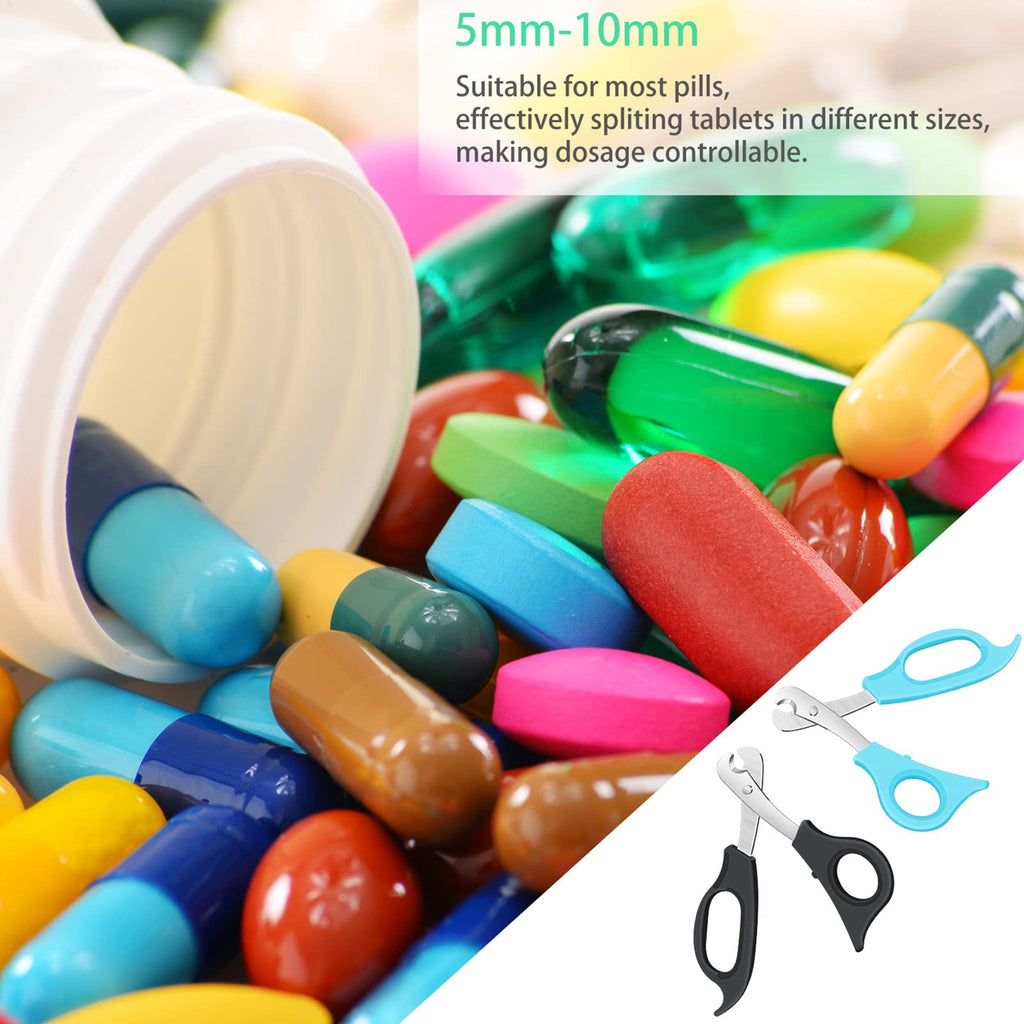 2 Pieces Pill Splitter Scissors Pill Scissors Cutter with Stainless Steel Blade and Ergonomic Handle for Accurate Dosage of Smal