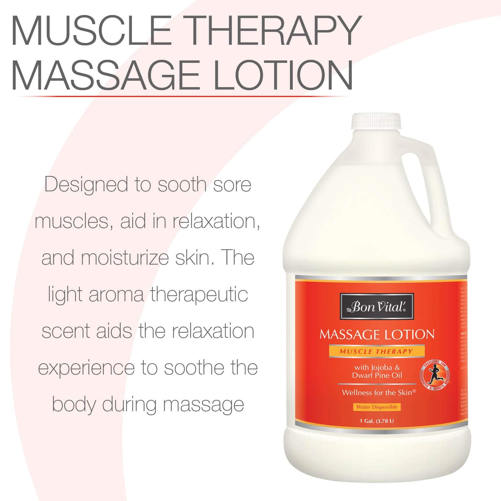 Bon Vital Muscle Therapy Massage Lotion with Dwarf Pine Oil and Essential Oils for a Massage, Aids in Muscle Recovery Through I