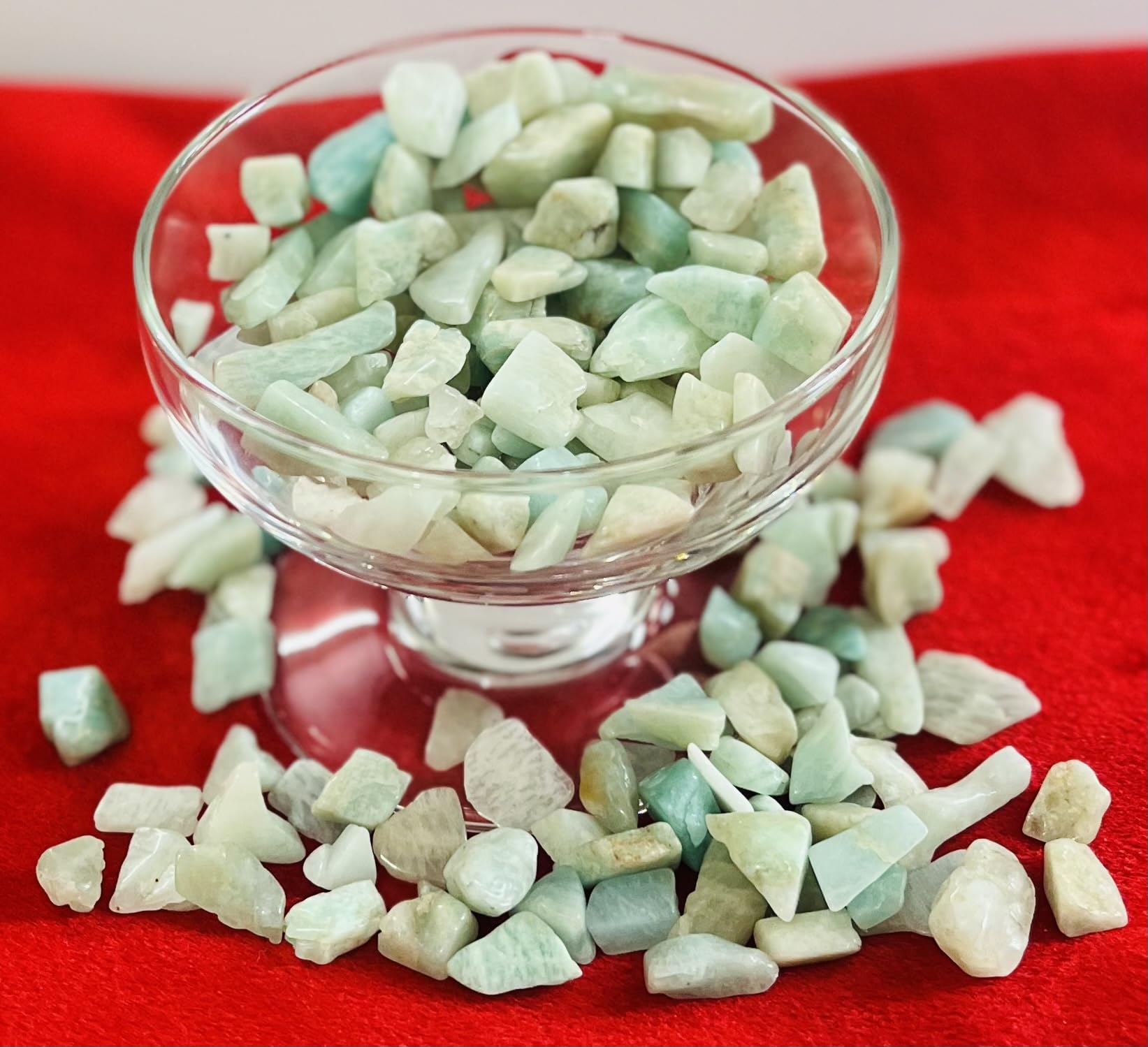 Indian Consigners Natural Crushed Polished Tumbled Gem Stone Chips, Decoration & Healing Crystals (Amazonite)