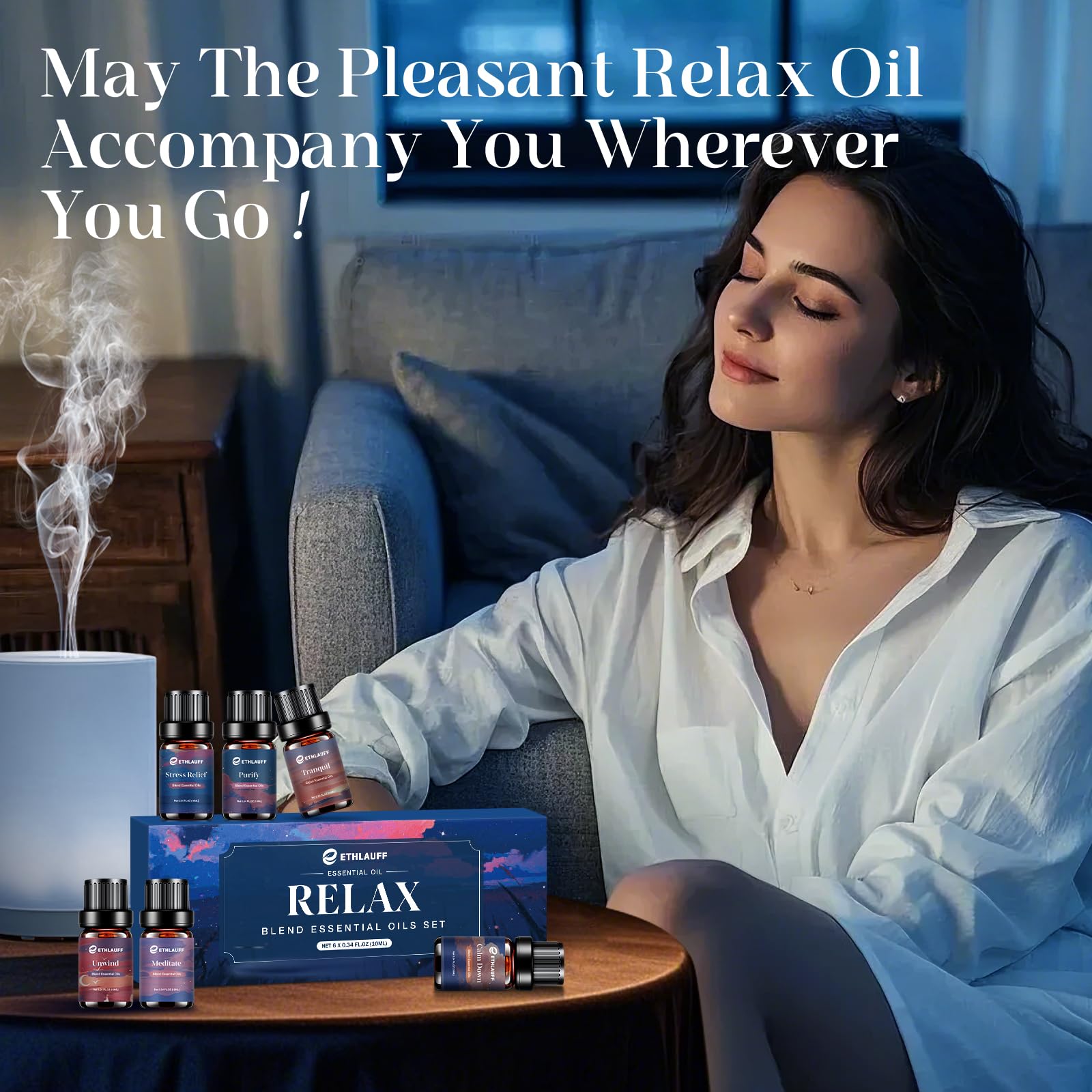 Relax Essential Oils, Essential Oil Set for Diffusers for Home, Humidifiers, Candle Making, Aromatherapy - Stress Relief, Calm D
