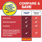 Equate Nasal Four Nasal Spray, Fast Acting Nasal Decongestant, 1 Fl. Oz, Compare to 4 Way - Pack of 2