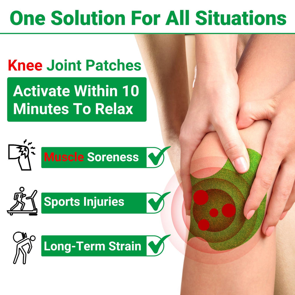 ishancare Knee Patches - 24 Count Warming Herbal Plaster Maximum Strength Heat Patches, 8 Hours Deep Heating Extra Strength Join
