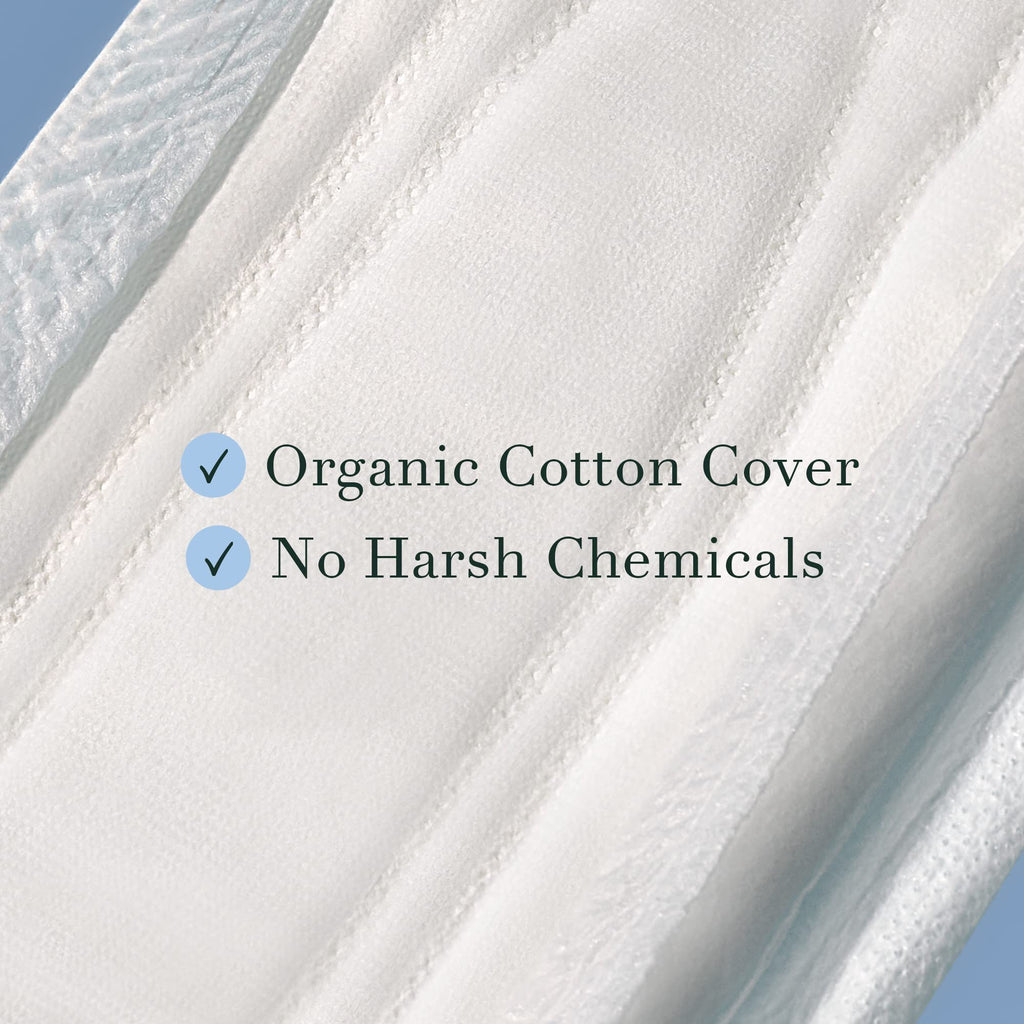 Rael Incontinence Pads for Women, Organic Cotton Cover, Postpartum Essential, Heavy Absorbency, Bladder Control, 4-Layer Core wi