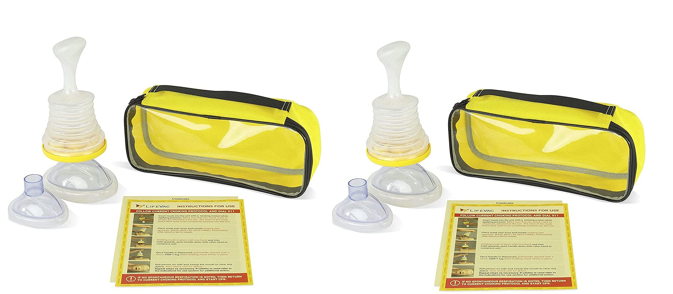 LifeVac Yellow Travel Kit 2 Pack - Portable Suction Rescue Device, First Aid Kit for Kids and Adults, Portable Airway Suction De