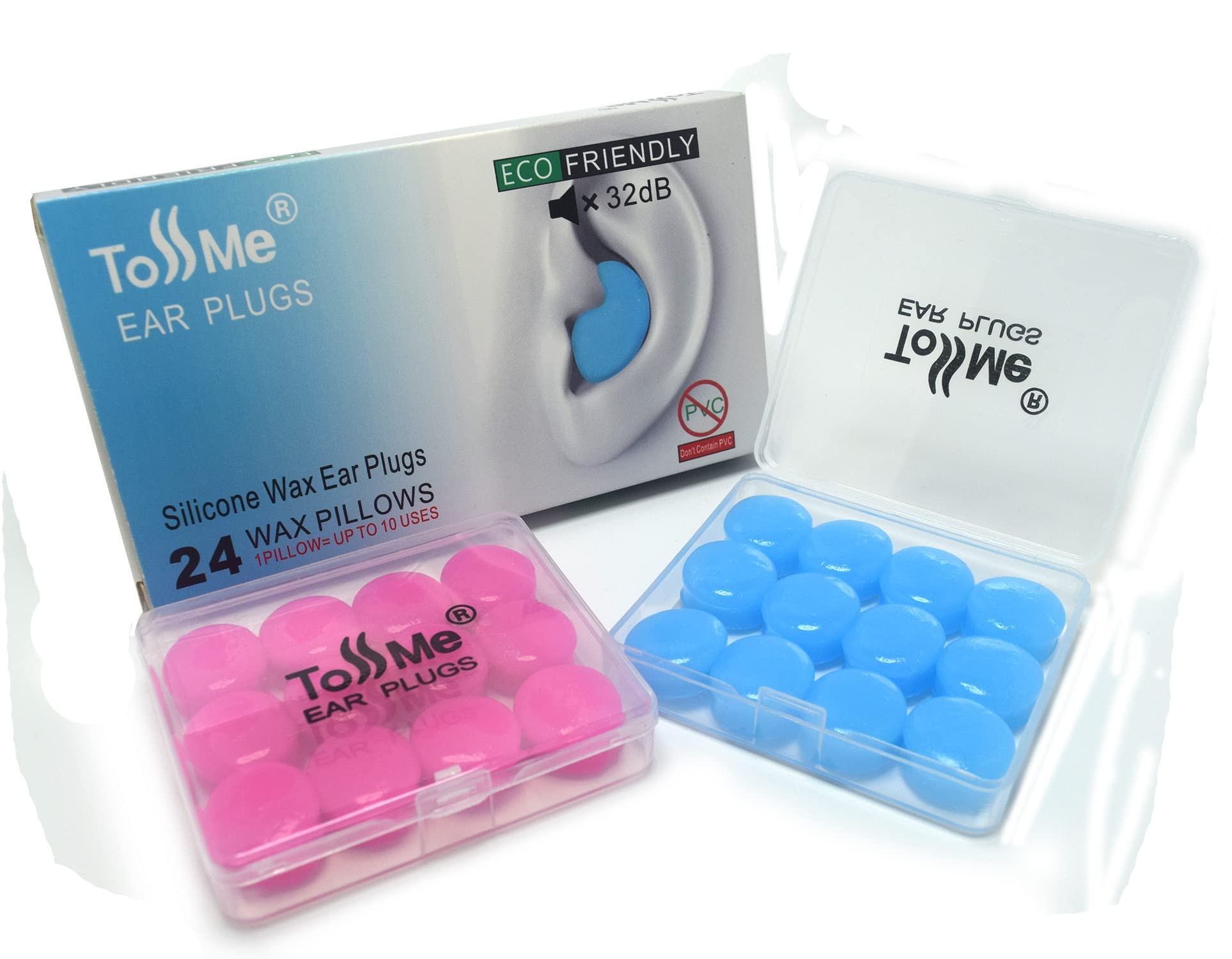 Wax Ear Plugs for Sleep - 24 Silicone Wax Earplugs for Swimming and Sleeping - Gel Ear Plugs for Noise Cancelling, Ear Protectio