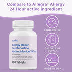Curist Fexofenadine Hydrochloride 180mg (200 Tablets) USA Made Non Drowsy Allergy Medication - 24 Hour All Day Allergy Relief fo
