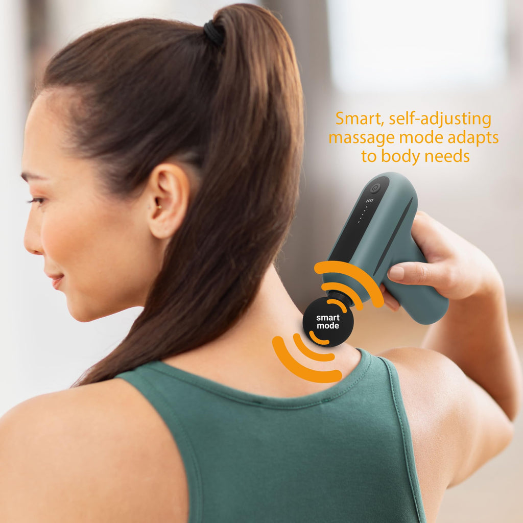 Medisana MG 200 Mini Massage Gun with 4 Heads, Intelligent Mode and 5 Intensity Levels, Long Battery Life