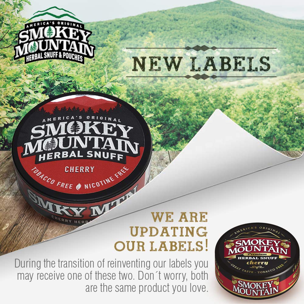 Smokey Mountain Herbal Long Cut - Cherry - 1 Can - Tobacco Free and Nicotine Free Snuff