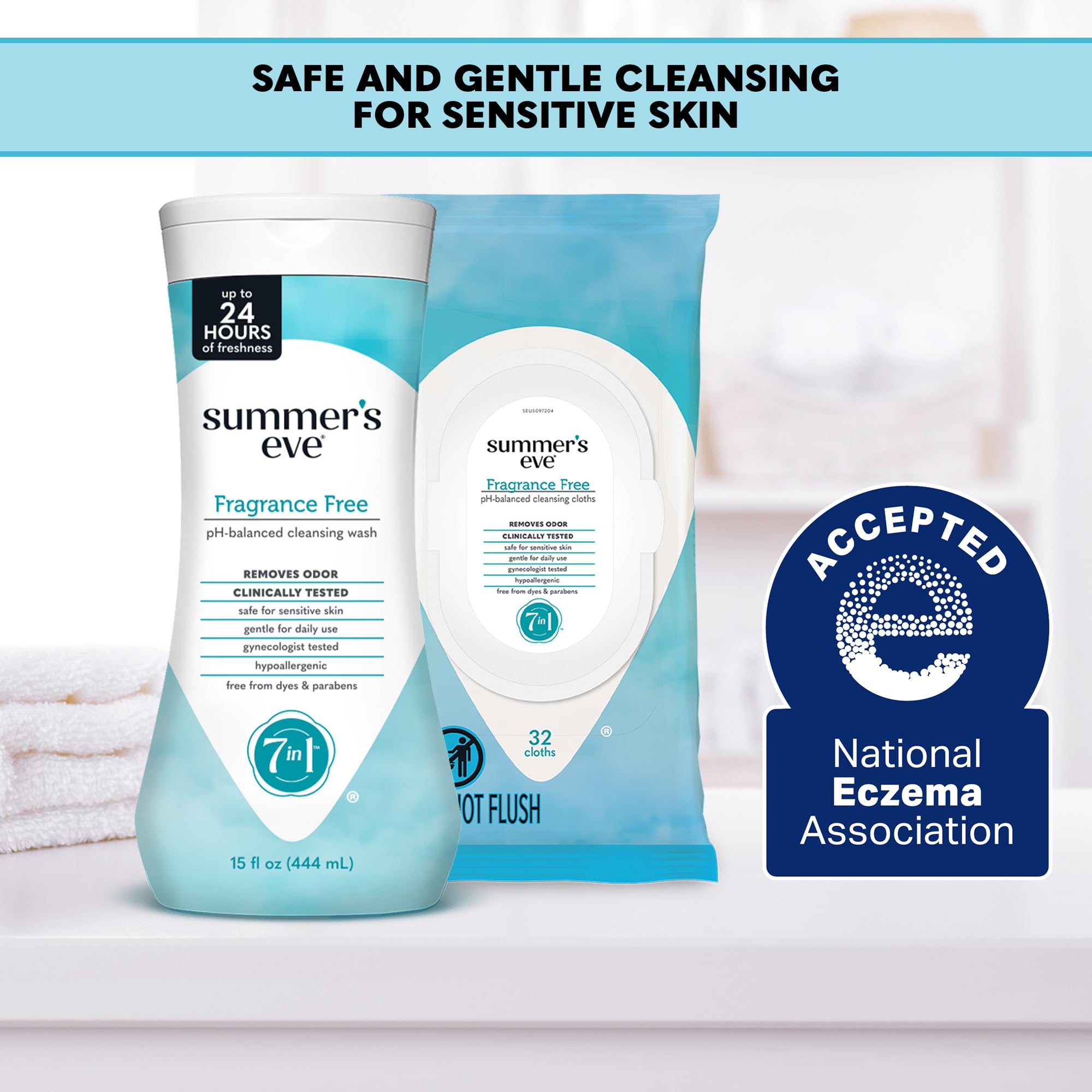Summer's Eve Fragrance Free Gentle Daily All Over Feminine Body Wash, Removes Odor, Feminine Wash pH Balanced, 15 fl oz