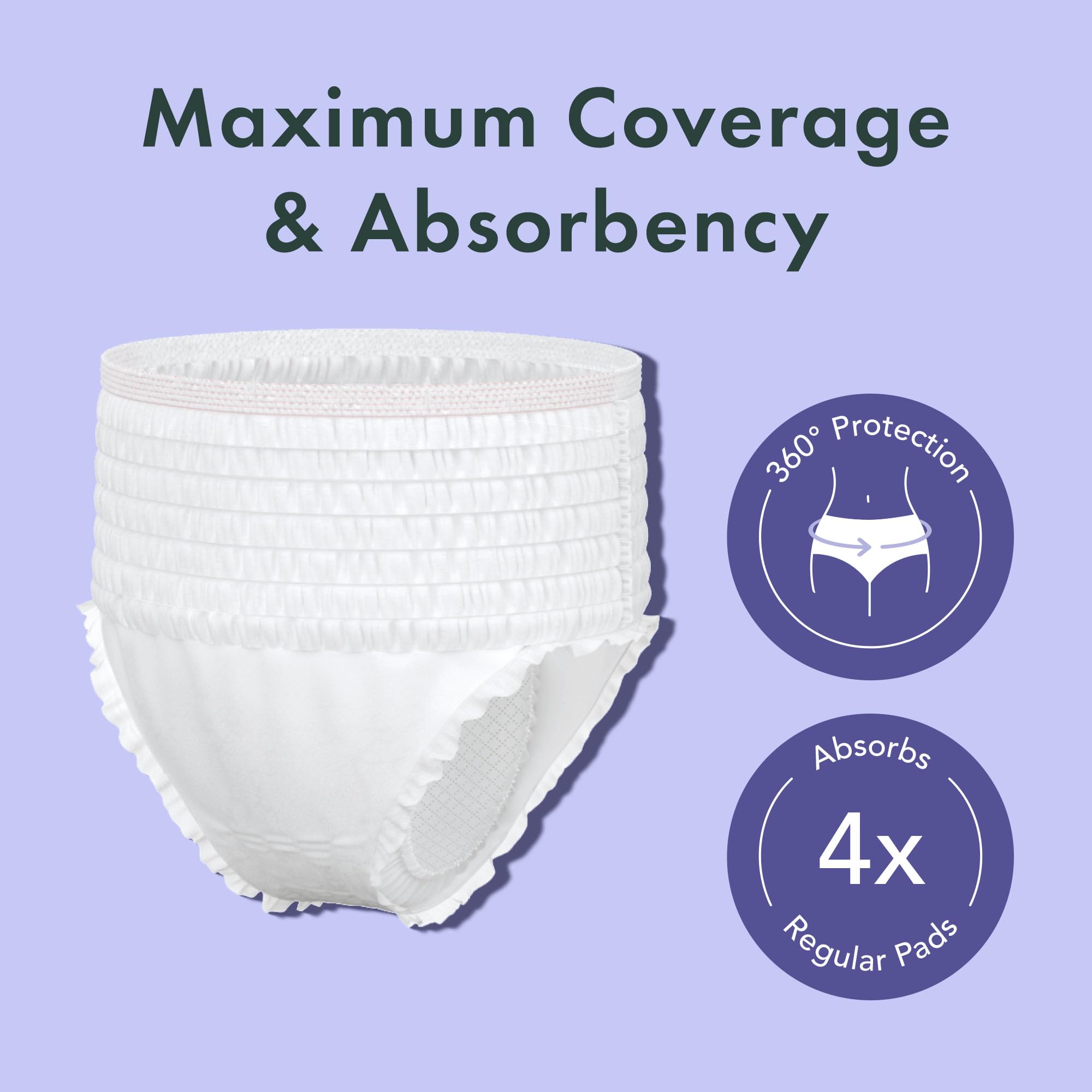 Rael Disposable Underwear for Women, Organic Cotton Cover - Postpartum Essentials, Leak Locker, Unscented, Maximum Coverage (Siz