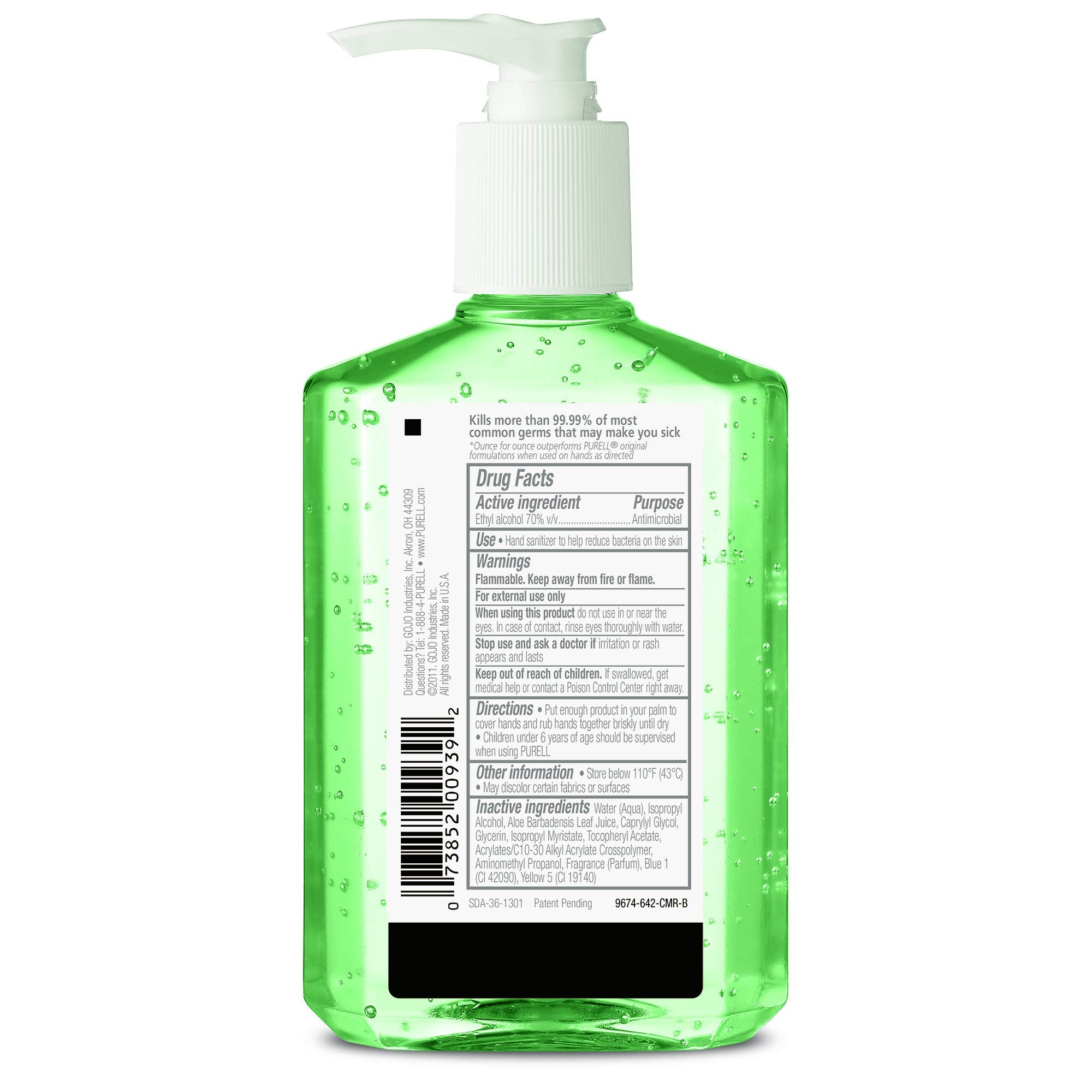 Purell - 9674-04-ECIN PURELL Advanced Hand Sanitizer Soothing Gel, Fresh Scent, with Aloe and Vitamin E - 8 fl oz Pump Bottle (P
