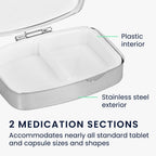 kwmobile 2 Compartment Pill Box - Set of 2X Stainless Steel Travel Box Organizer for Tablets and Prescriptions - Silver/Rose Gol