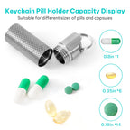 Titanium Pill Box Keychain, Waterproof Compact Pill Organizer for Emergency Pills & Vitamins, Portable Keyring Necklace Holder,
