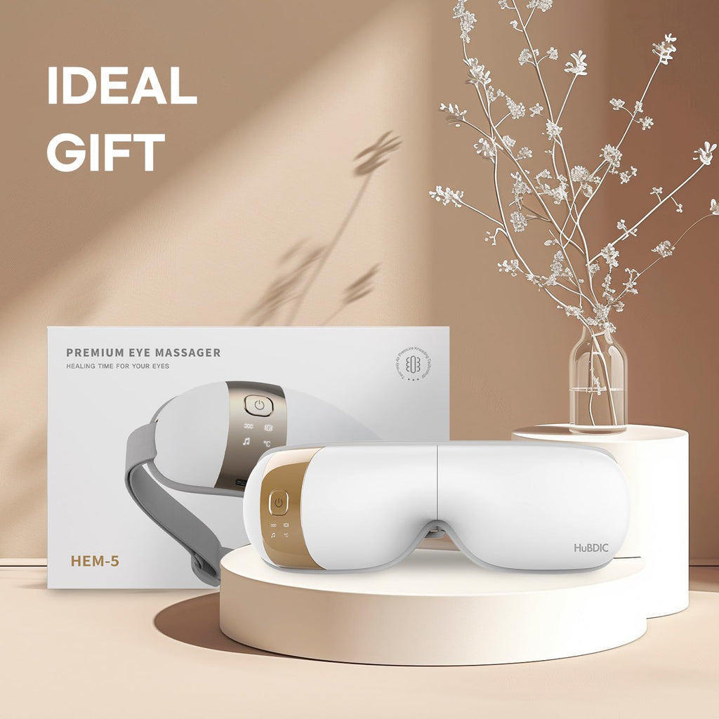 HubiCare Eye Massager with Heat, Gifts for Women/Men, Heated Eye Mask with Compression and Bluetooth Music for Migraine Relief,