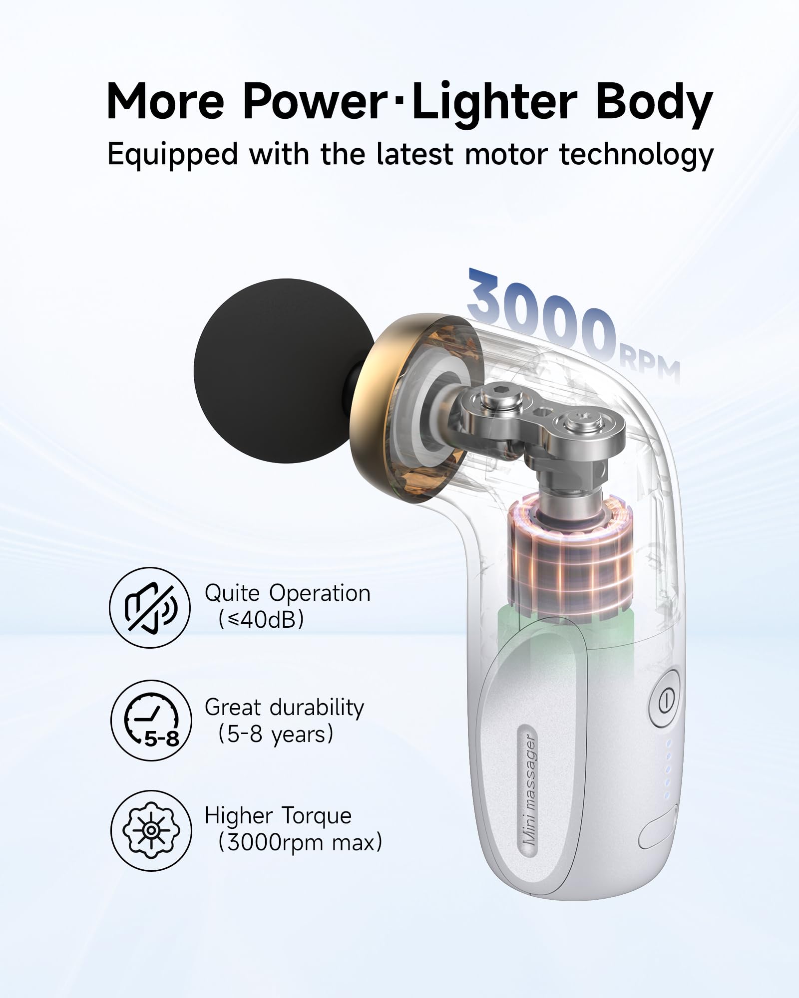 HEYCHY A1 Super Mini Massage Gun, Percussion Deep Tissues Muscle Massager, Compact Sports Travel Massage Gun, Portable Handheld
