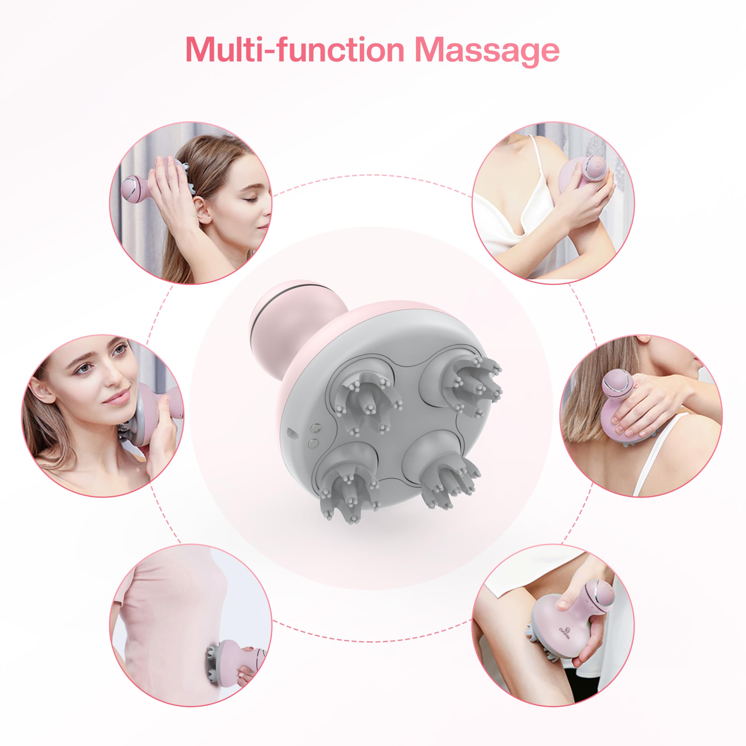 COMFIER Scalp Massager for Hair Growth, Waterproof & Full Body Kneading, 84 Massage Nodes, Handheld Head Scratcher, Cat Massager