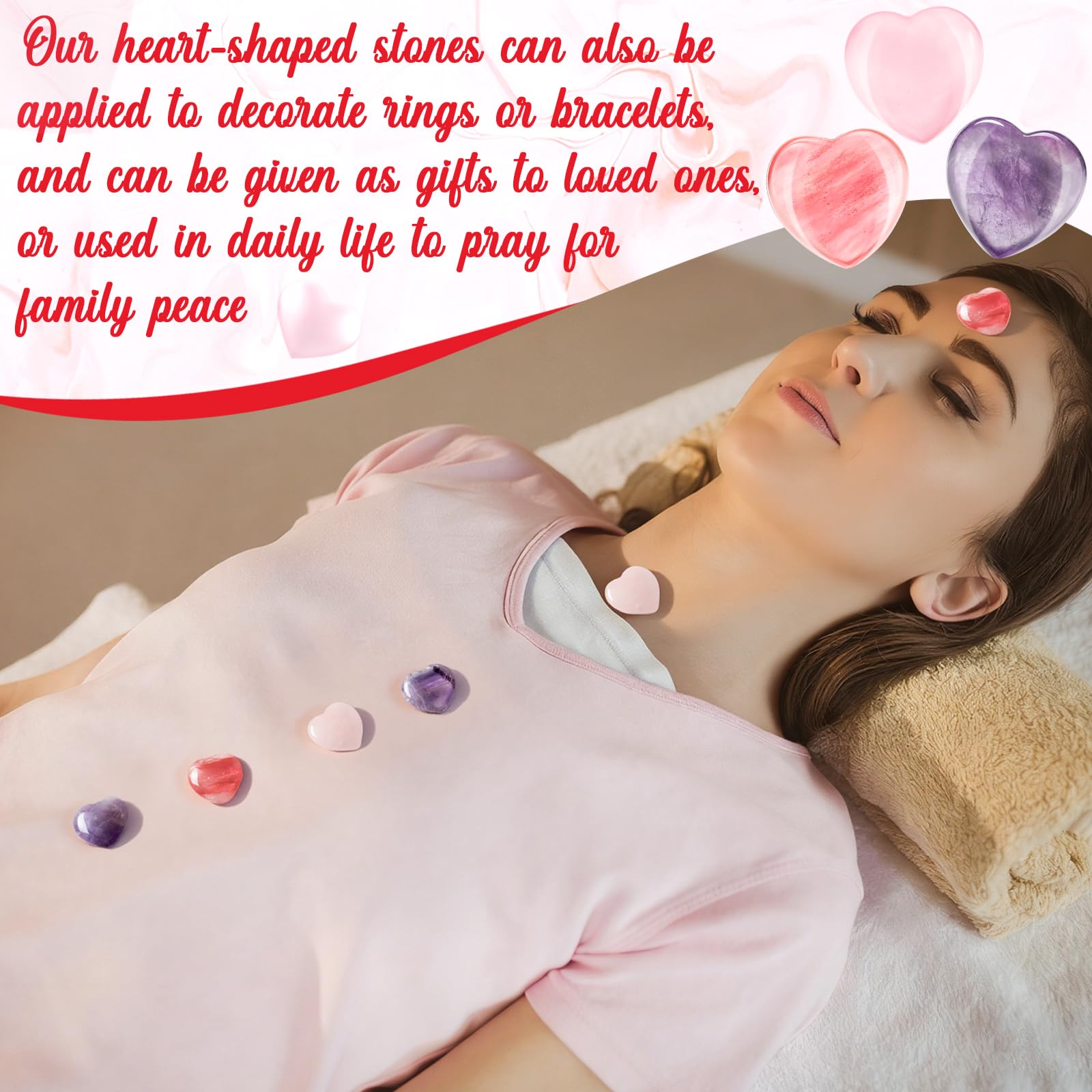 Soulchen 100 Pcs Valentine 's Day Heart Healing Stone Bulk Inspirational Worry Love 0.8 Inch Quartz Heart Inspirational Stones G