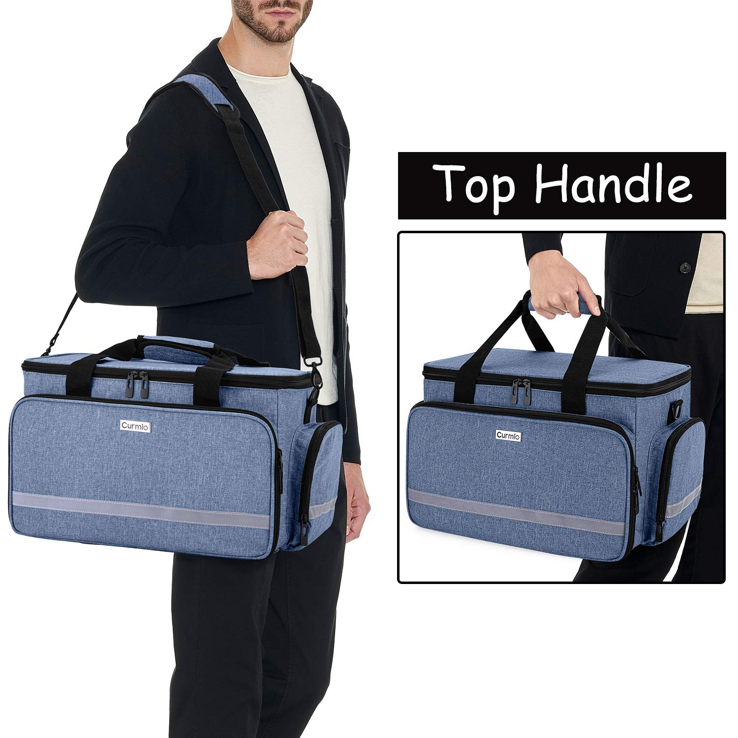 CURMIO Nurse Bag, Medical Bag with Inner Dividers and No-Slip Bottom for Home Visits, Health Care, Hospice, For Nursing Students